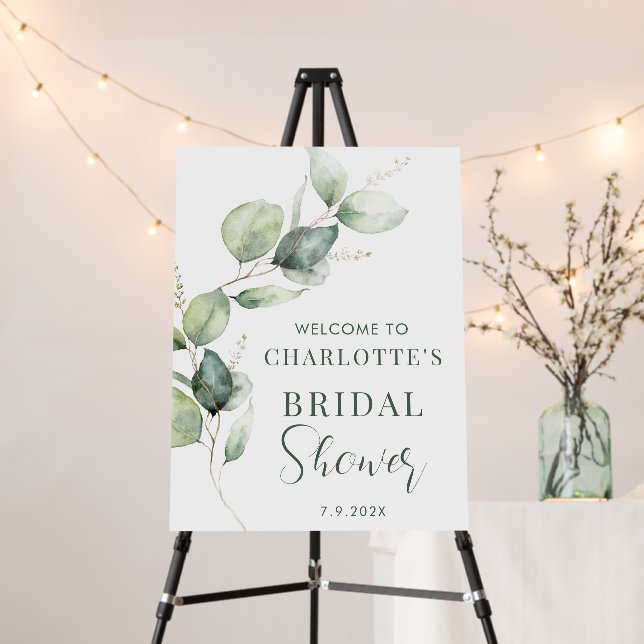 Eucalyptus Greenery Script Bridal Shower Welcome Foam Board (In Situ (Stand))