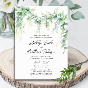 Eucalyptus Greenery Script Modern Couples Shower Invitation