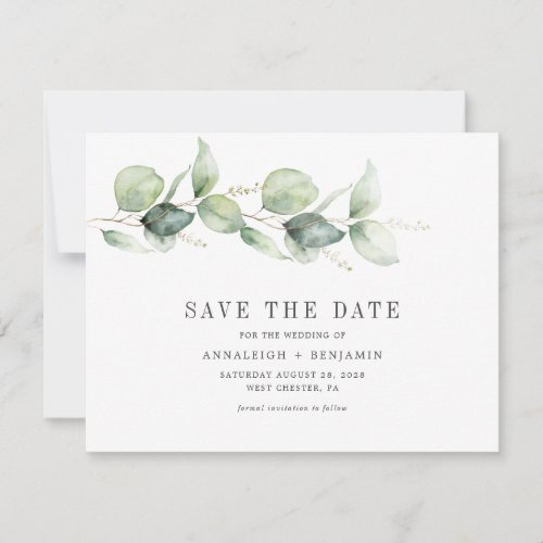 Eucalyptus Greenery Script Photo Save the Date