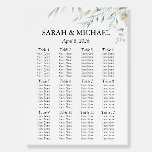 Eucalyptus Greenery Seating Chart 18 x 24 Foam Board