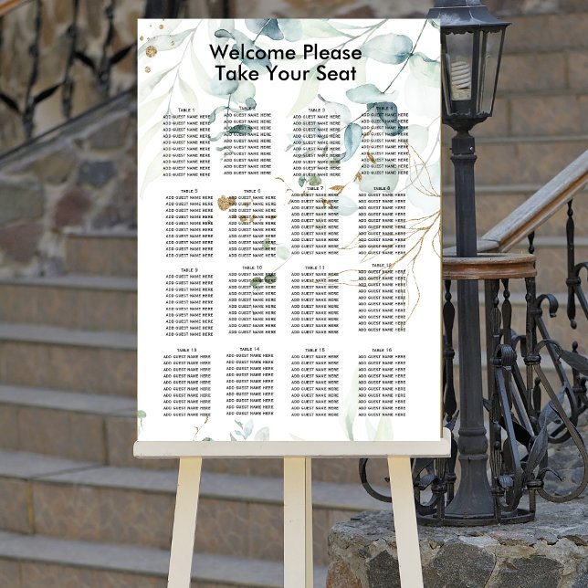 Eucalyptus greenery seating chart  foam board (Creator Uploaded)