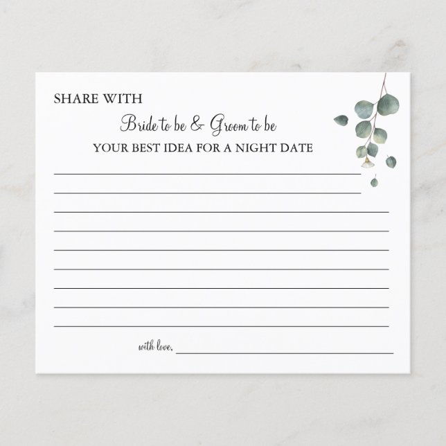 Eucalyptus greenery share a date night idea card flyer (Front)