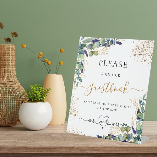 Eucalyptus greenery sign our wedding guest book