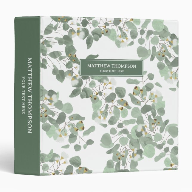 Eucalyptus Greenery Silver Dollar Gum Blossoms  3 Ring Binder (Front/Spine)