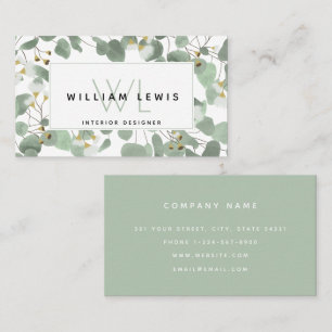 Eucalyptus Greenery Silver Dollar Gum Blossoms Business Card