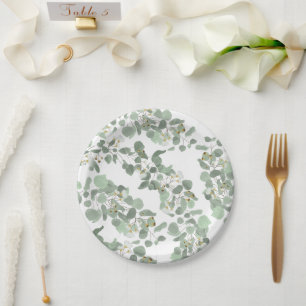 Eucalyptus Greenery Silver Dollar Gum Blossoms  Paper Plates