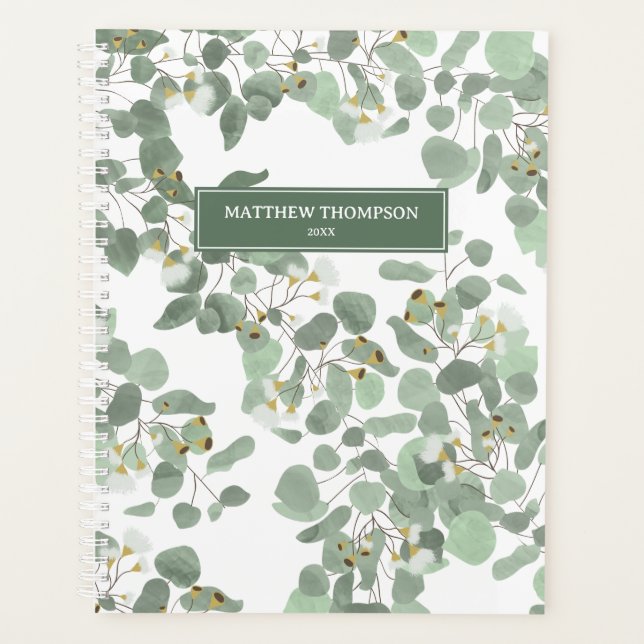 Eucalyptus Greenery Silver Dollar Gum Blossoms  Planner (Front)