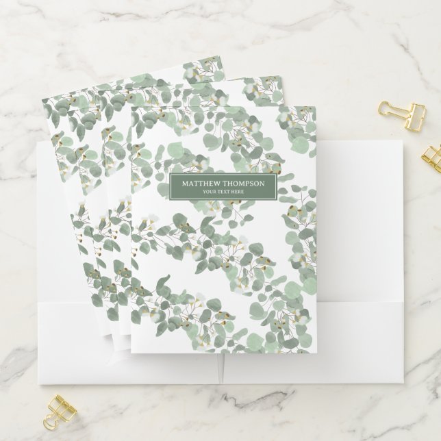 Eucalyptus Greenery Silver Dollar Gum Blossoms  Pocket Folder (In Situ)