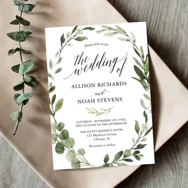 Eucalyptus greenery simple elegant wedding invitation (Creator Uploaded)