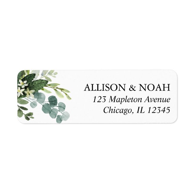Eucalyptus greenery simple elegant wedding label (Front)