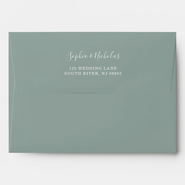 Eucalyptus Greenery | Simple Green Wedding Envelope (Back (Top Flap))