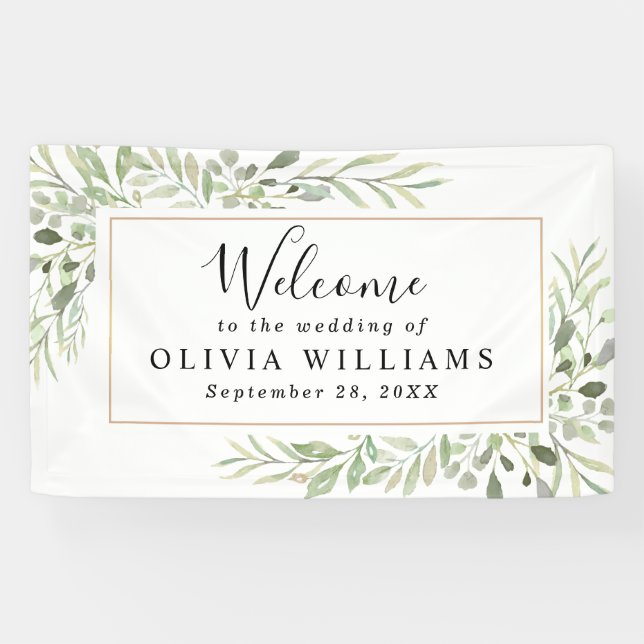 Eucalyptus Greenery Simple Wedding Banner (Horizontal)