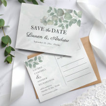 Eucalyptus Greenery Simple Wedding Save the Date