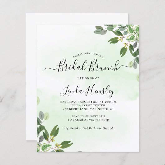 Eucalyptus Greenery Succulent bridal brunch (Front/Back)