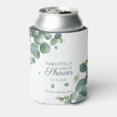 Eucalyptus Greenery Succulent Bridal Shower Can Cooler (Can Back)