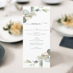 Eucalyptus Greenery Succulent Elegant Modern Menu<br><div class="desc">Eucalyptus Greenery Succulent Botanical Watercolor Spring Wedding Reception Lunch,  Dinner,  Brunch Menu on white background - includes beautiful and elegant script typography with modern botanical leaves and greenery for the special Wedding day celebration.</div>