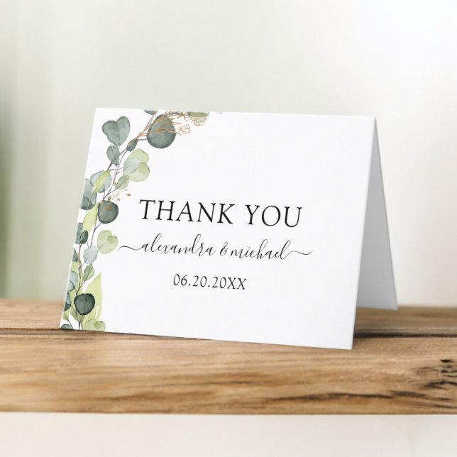 Eucalyptus Greenery Succulent Elegant Thank You Card (Creator Uploaded)