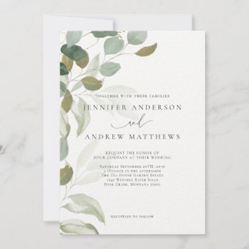 Eucalyptus Greenery Succulent Elegant Wedding Invi Invitation by antiquechandelier at Zazzle