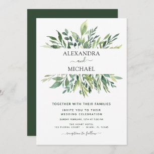 Eucalyptus Greenery Succulent Elegant Wedding Invitation