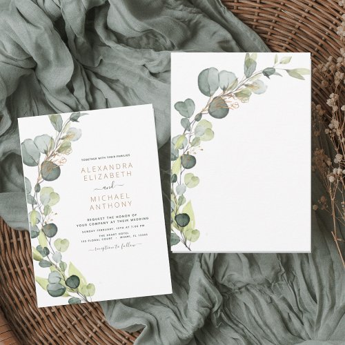 Eucalyptus Greenery Succulent Elegant Wedding Invitation