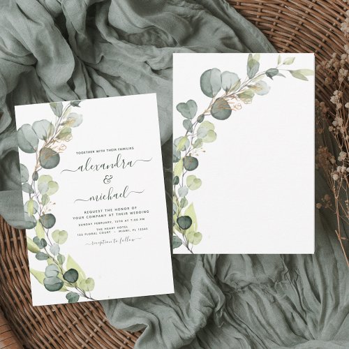 Eucalyptus Greenery Succulent Elegant Wedding Invitation