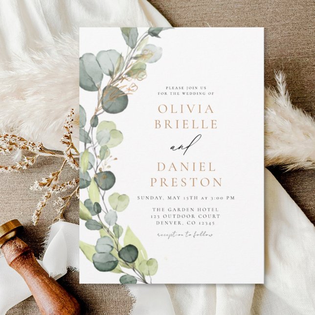 Eucalyptus Greenery Succulent Elegant Wedding Invitation (Creator Uploaded)