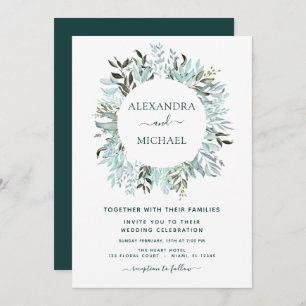 Eucalyptus Greenery Succulent Elegant Wedding Invitation