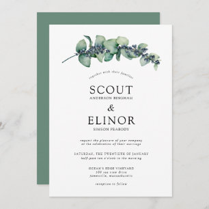 Eucalyptus Greenery Succulent Elegant Wedding Invitation