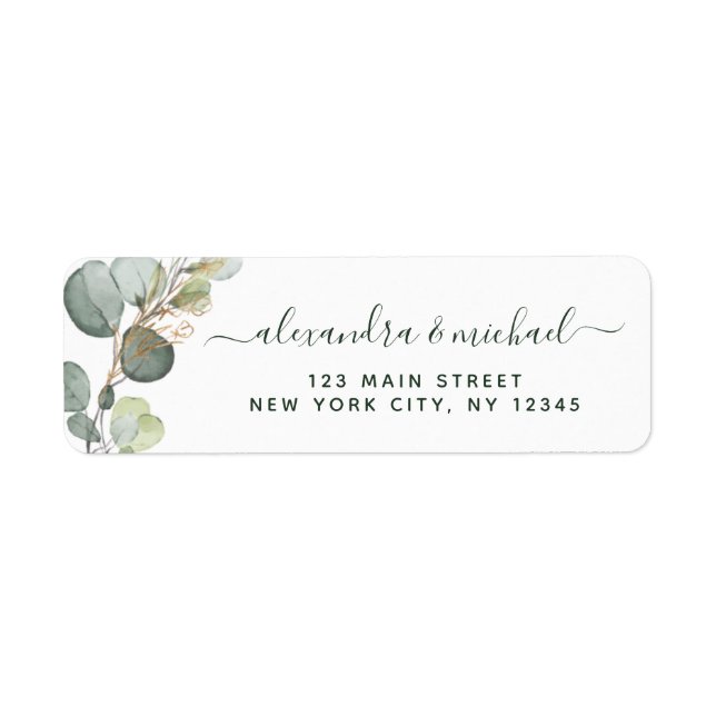 Eucalyptus Greenery Succulent Elegant Wedding Label (Front)