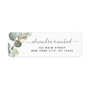 Eucalyptus Greenery Succulent Elegant Wedding Label