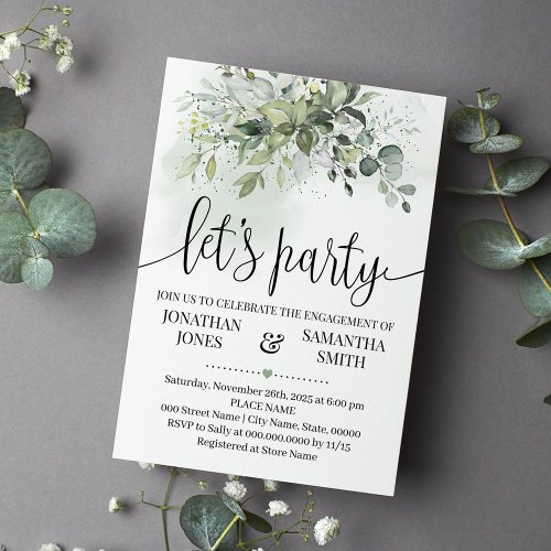 Eucalyptus greenery succulent party engagement invitation