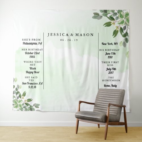 Eucalyptus Greenery Succulent Wedding Booth Tapestry