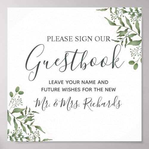 Eucalyptus Greenery Succulent Wedding Guestbook