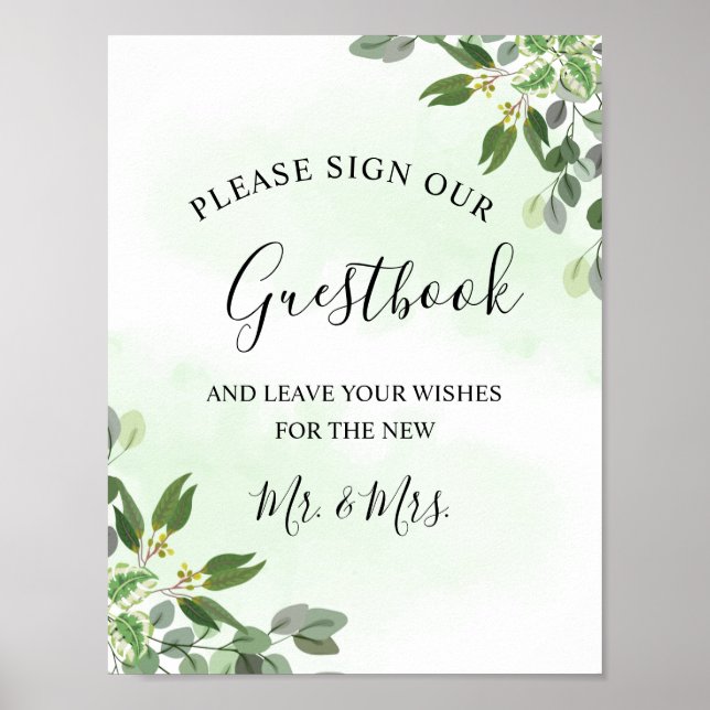  Eucalyptus Greenery Succulent Wedding Guestbook (Front)