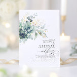 Eucalyptus Greenery Succulents and Gold Wedding Invitation<br><div class="desc">Romantic elegant and unique gold greenery and succulents wedding invitations</div>