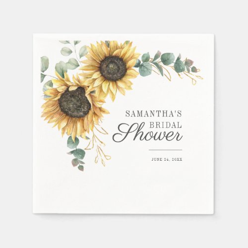 Eucalyptus Greenery Sunflower Floral Paper Napkins