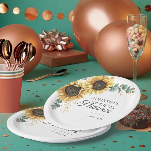 Eucalyptus Greenery Sunflower Floral Paper Plates