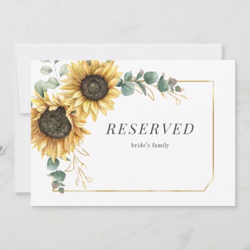 Eucalyptus Greenery Sunflower Floral Reserved Sign