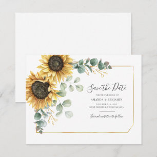 Eucalyptus Greenery Sunflower Floral Save The Date