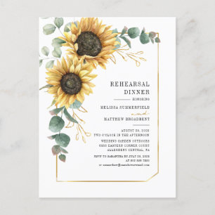Eucalyptus Greenery Sunflower Rehearsal Dinner Invitation Postcard