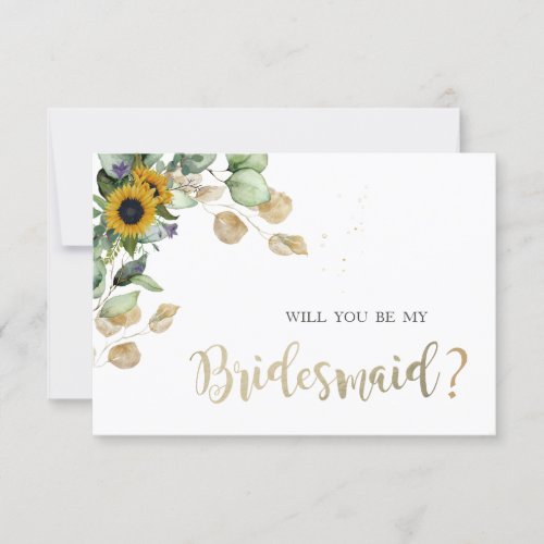  Eucalyptus Greenery Sunflowers Bridesmaid Card