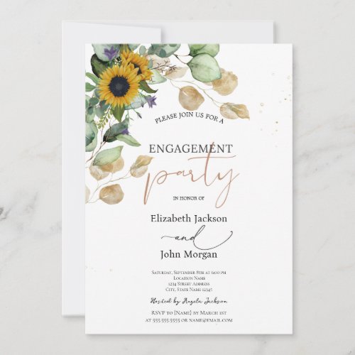  Eucalyptus Greenery Sunflowers Engagement   Invitation