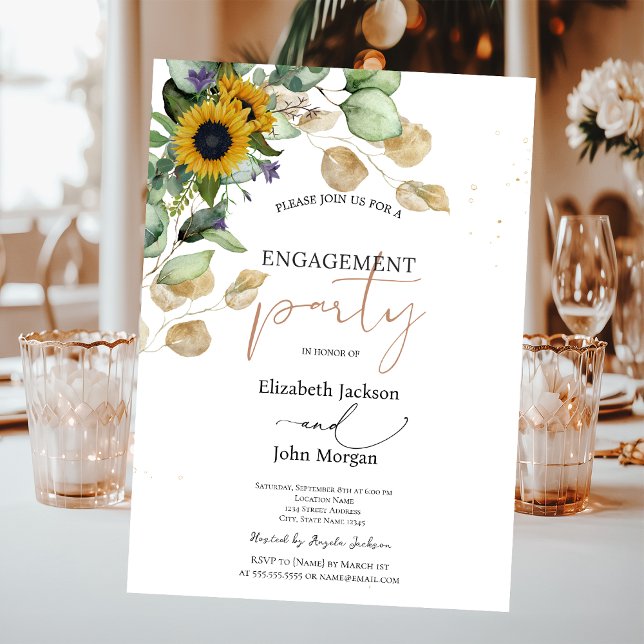  Eucalyptus Greenery Sunflowers Engagement   Invitation (Creator Uploaded)