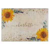 Sunflower Eucalyptus Floral Geometric Cutting Board