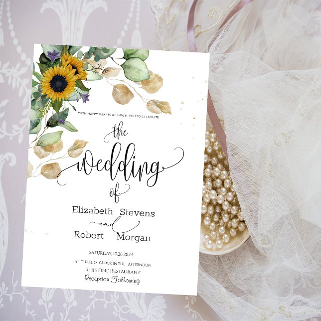Eucalyptus Greenery Sunflowers Wedding Invitation (Creator Uploaded)