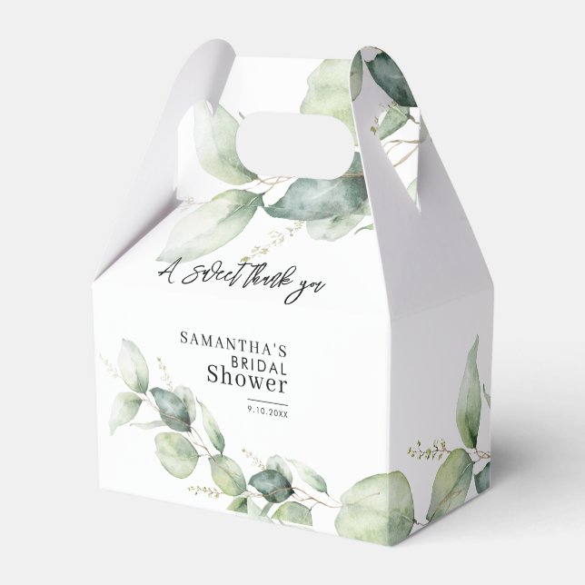 Eucalyptus Greenery Sweet Thank You Bridal Shower Favor Boxes (Front Side)