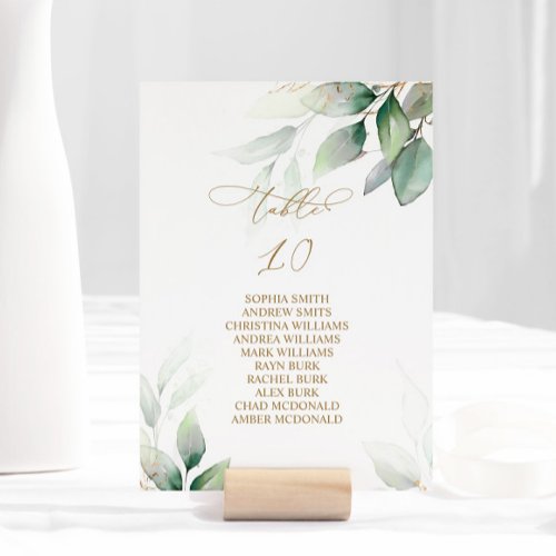 Eucalyptus Greenery Table Number 10 Seating Chart