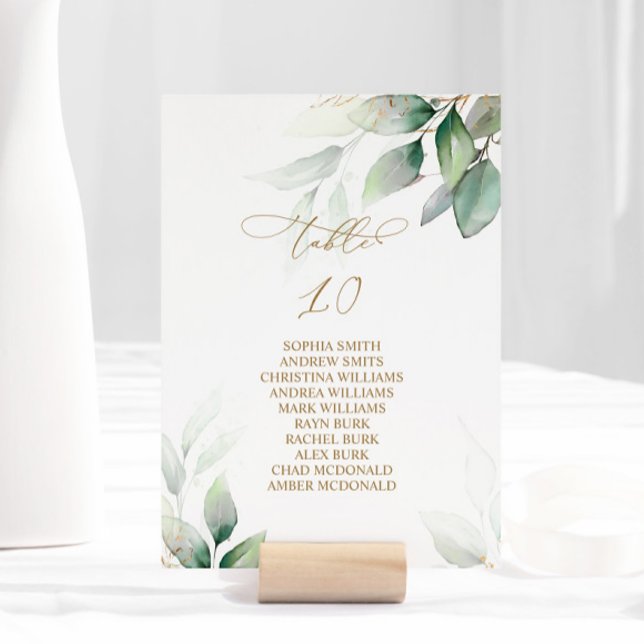 Eucalyptus Greenery Table Number 10 Seating Chart (Creator Uploaded)