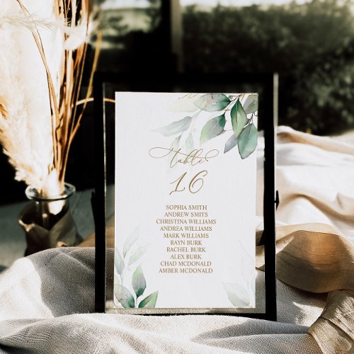 Eucalyptus Greenery Table Number 16 Seating Chart