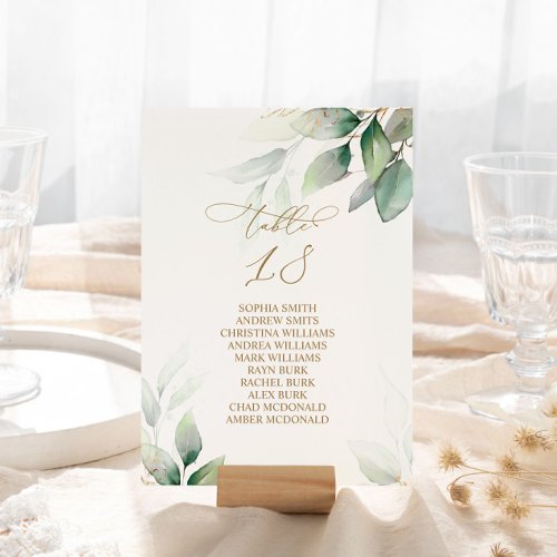 Eucalyptus Greenery Table Number 18 Seating Chart